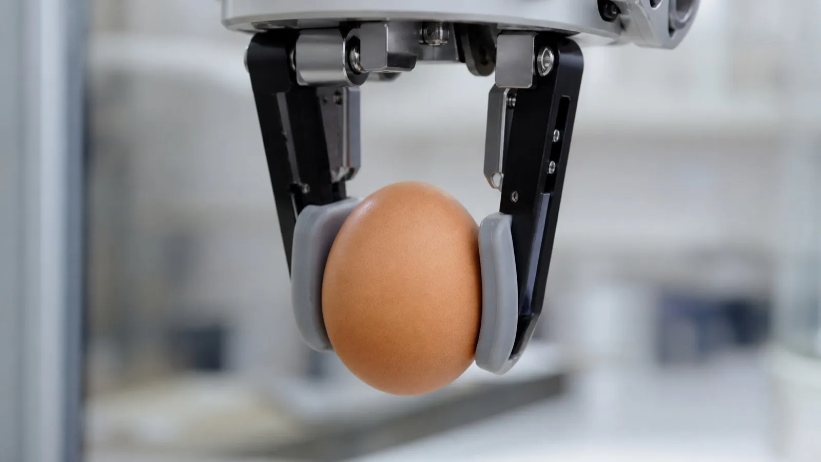 卵を割らずにそっとつかむロボットハンド（触覚センサーのイメージ）